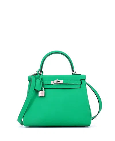 Pre-owned Pre-owned Hermes  Hermes Kelly 25 Swift Leather Satchel In Menthe