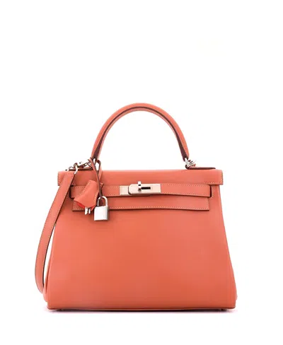 Pre-owned Pre-owned Hermes  Hermes Kelly 28 Evercolor Leather Satchel In Verso - Blush/rose Jaipur