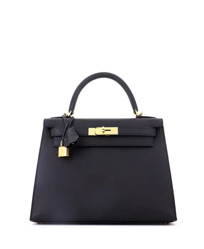 Pre-owned Pre-owned Hermes  Hermes Kelly 28 Handbag Black Epsom With Gold Hardware