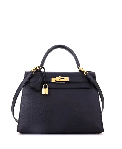 Pre-owned Pre-owned Hermes  Hermes Kelly 28 Handbag Black Epsom With Gold Hardware In Noir