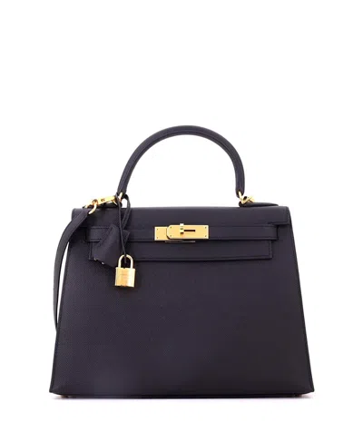 Pre-owned Pre-owned Hermes  Hermes Kelly 28 Handbag Black Epsom With Gold Hardware In Noir