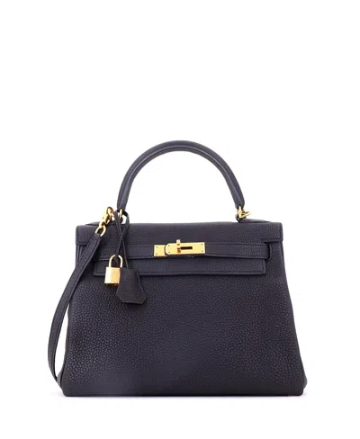 Pre-owned Pre-owned Hermes  Hermes Kelly 28 Handbag Black Togo With Gold Hardware In Noir