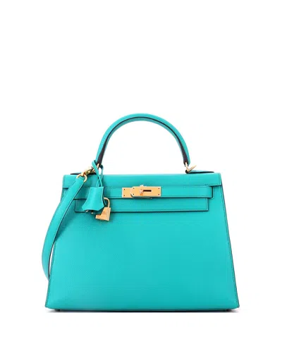 Pre-owned Pre-owned Hermes  Hermes Kelly 28 Handbag Blue Epsom With Gold Hardware In Bleu Paon
