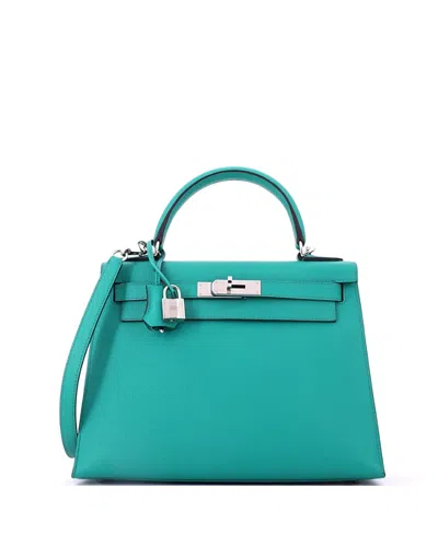 Pre-owned Pre-owned Hermes  Hermes Kelly 28 Handbag Blue Epsom With Palladium Hardware In Bleu Paon