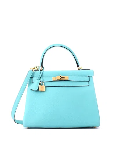 Pre-owned Pre-owned Hermes  Hermes Kelly 28 Handbag Blue Togo With Gold Hardware