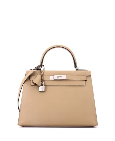 Pre-owned Pre-owned Hermes  Hermes Kelly 28 Handbag Brown Epsom With Palladium Hardware