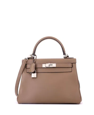 Pre-owned Pre-owned Hermes  Hermes Kelly 28 Handbag Brown Evercolor With Palladium Hardware