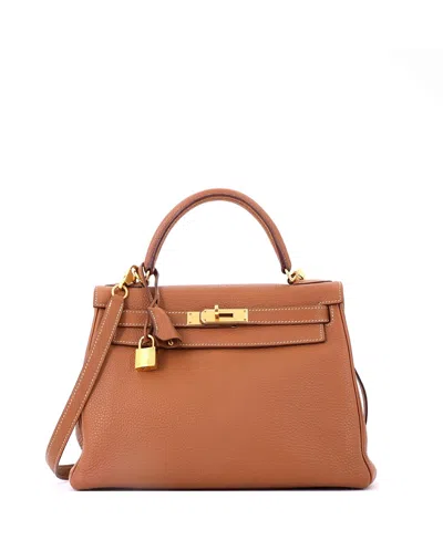 Pre-owned Pre-owned Hermes  Hermes Kelly 28 Handbag Brown Togo With Gold Hardware