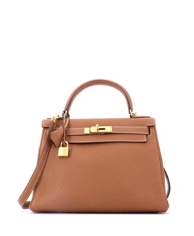 Pre-owned Pre-owned Hermes  Hermes Kelly 28 Handbag Brown Togo With Gold Hardware