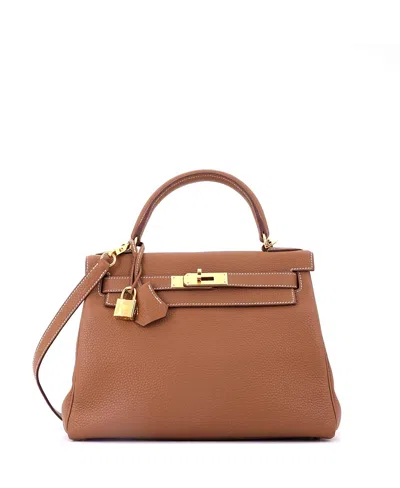Pre-owned Pre-owned Hermes  Hermes Kelly 28 Handbag Brown Togo With Gold Hardware