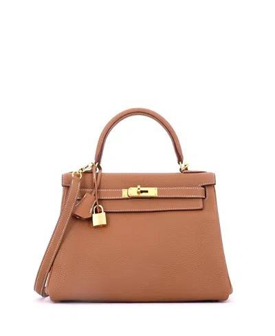 Pre-owned Pre-owned Hermes  Hermes Kelly 28 Handbag Brown Togo With Gold Hardware