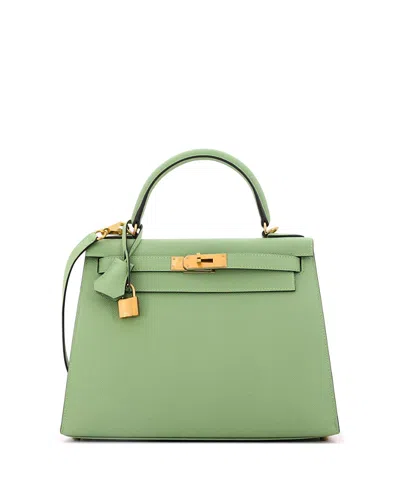 Pre-owned Pre-owned Hermes  Hermes Kelly 28 Handbag Green Epsom With Gold Hardware