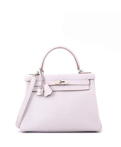 Pre-owned Pre-owned Hermes  Hermes Kelly 28 Handbag Grey Clemence With Palladium Hardware In Gray