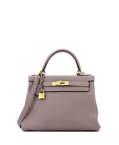 Pre-owned Pre-owned Hermes  Hermes Kelly 28 Handbag Grey Togo With Gold Hardware In Gris Asphalte