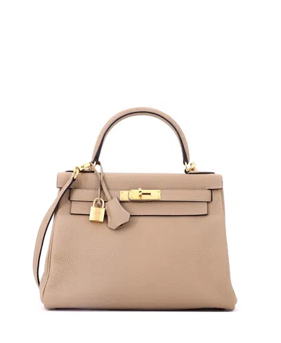 Pre-owned Pre-owned Hermes  Hermes Kelly 28 Handbag Light Clemence With Gold Hardware In Brown