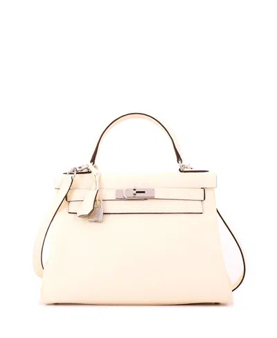 Pre-owned Pre-owned Hermes  Hermes Kelly 28 Handbag Light Clemence With Palladium Hardware In Brown