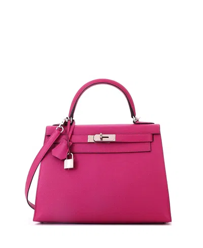 Pre-owned Pre-owned Hermes  Hermes Kelly 28 Handbag Pink Epsom With Palladium Hardware In Purple