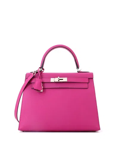Pre-owned Pre-owned Hermes  Hermes Kelly 28 Handbag Pink Epsom With Palladium Hardware In Purple
