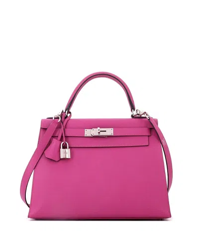 Pre-owned Pre-owned Hermes  Hermes Kelly 28 Handbag Pink Epsom With Palladium Hardware In Purple