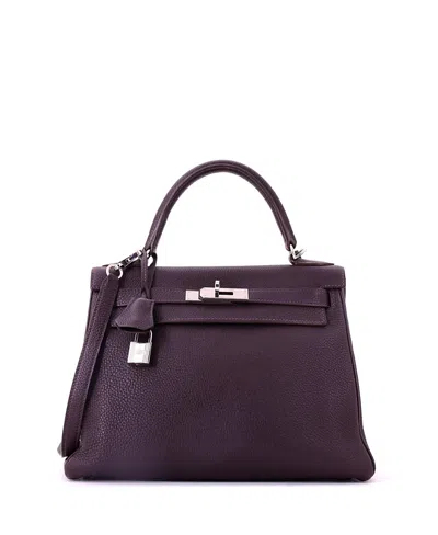 Pre-owned Pre-owned Hermes  Hermes Kelly 28 Handbag Purple Togo With Palladium Hardware