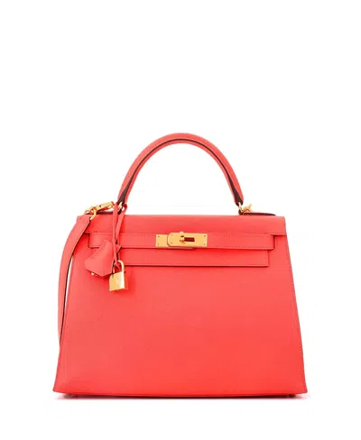 Pre-owned Pre-owned Hermes  Hermes Kelly 28 Handbag Red Epsom With Gold Hardware In Rouge Pivoine