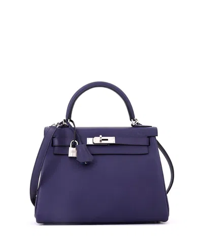 Pre-owned Pre-owned Hermes  Hermes Kelly 28 Handbag Verso Evercolor With Palladium Hardware