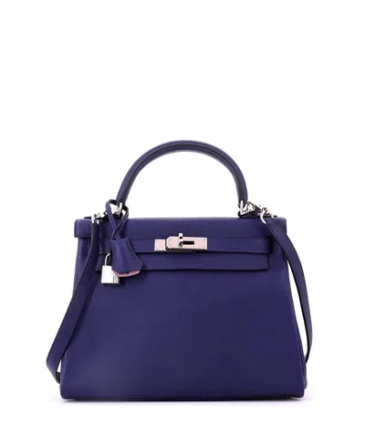 Pre-owned Pre-owned Hermes  Hermes Kelly 28 Handbag Verso Evercolor With Palladium Hardware