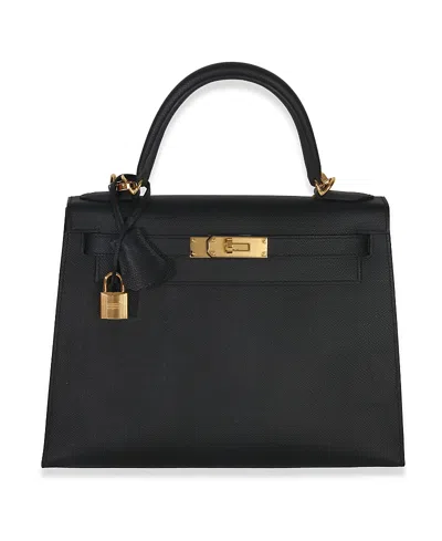 Pre-owned Pre-owned Hermes  Hermes Kelly 28 Leather Handbag In Black