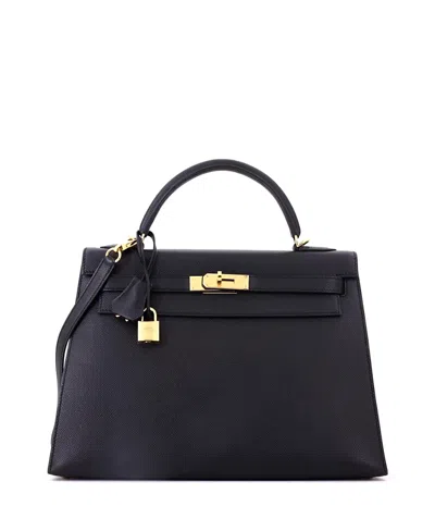 Pre-owned Pre-owned Hermes  Hermes Kelly 32 Handbag Black Epsom With Gold Hardware In Noir