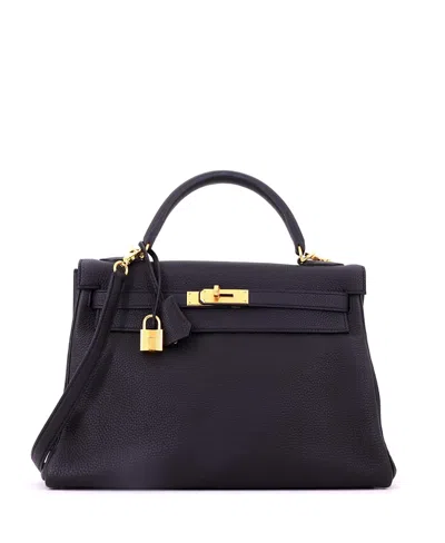 Pre-owned Pre-owned Hermes  Hermes Kelly 32 Handbag Black Togo With Gold Hardware In Noir
