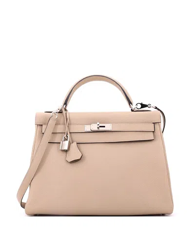 Pre-owned Pre-owned Hermes  Hermes Kelly 32 Handbag Light Togo With Palladium Hardware In Brown