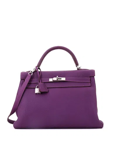 Pre-owned Pre-owned Hermes  Hermes Kelly 32 Handbag Purple Togo With Palladium Hardware In Pink