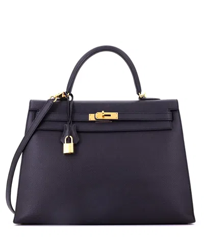Pre-owned Pre-owned Hermes  Hermes Kelly 35 Epsom Satchel In Noir