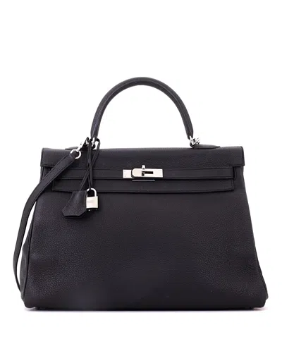 Pre-owned Pre-owned Hermes  Hermes Kelly 35 Handbag Black Togo With Palladium Hardware In Noir