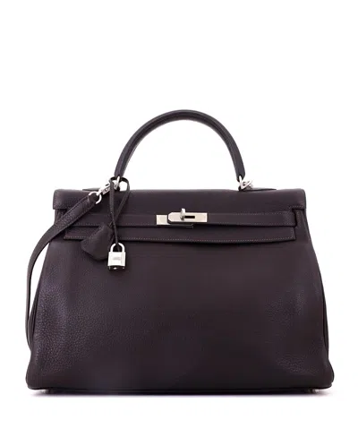 Pre-owned Pre-owned Hermes  Hermes Kelly 35 Handbag Brown Togo With Brushed Palladium Hardware