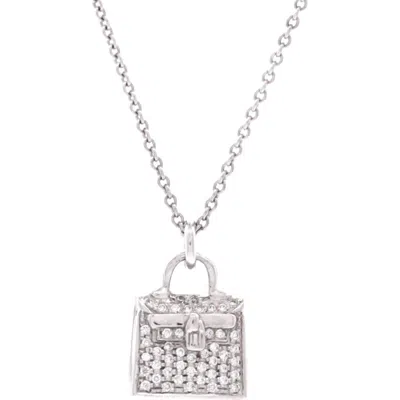Pre-owned Hermes  Hermes Kelly Amulette Pendant Necklace 18k White Gold And Diamonds In Silver