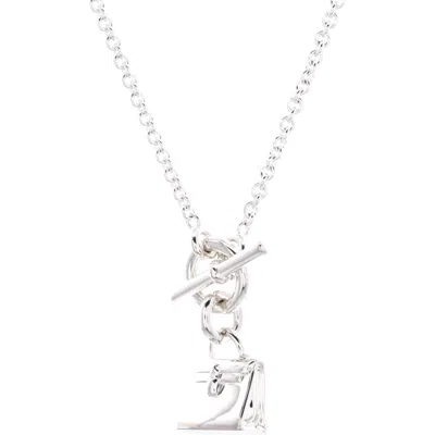Pre-owned Hermes  Hermes Kelly Amulette Pendant Necklace Sterling Silver In Metallic