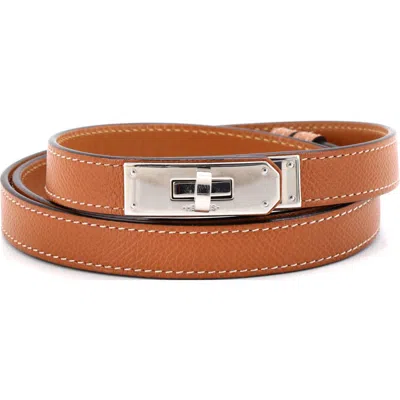 Pre-owned Hermes  Hermes Kelly Belt Leather Thin In Brown