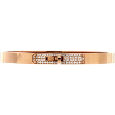 Pre-owned Hermes  Hermes Kelly Bracelet 18k Rose Gold And Pave Diamonds Small