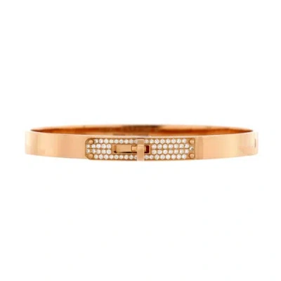 Pre-owned Hermes  Hermes Kelly Bracelet 18k Rose Gold And Pave Diamonds Small