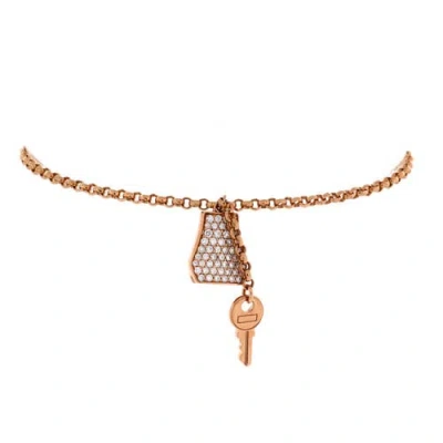 Pre-owned Hermes  Hermes Kelly Clochette Chain Bracelet 18k Rose Gold With Pave Diamonds Small In Burgundy