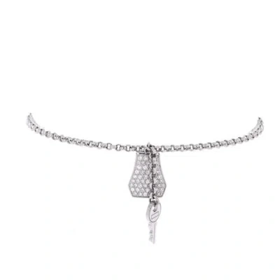 Pre-owned Hermes  Hermes Kelly Clochette Chain Bracelet 18k White Gold With Pave Diamonds Small