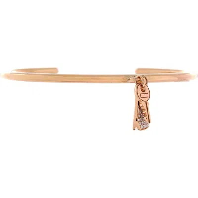 Pre-owned Hermes  Hermes Kelly Clochette Cuff Bracelet 18k Rose Gold With Diamonds Small In White