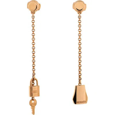 Pre-owned Hermes  Hermes Kelly Clochette Drop Earrings 18k Rose Gold