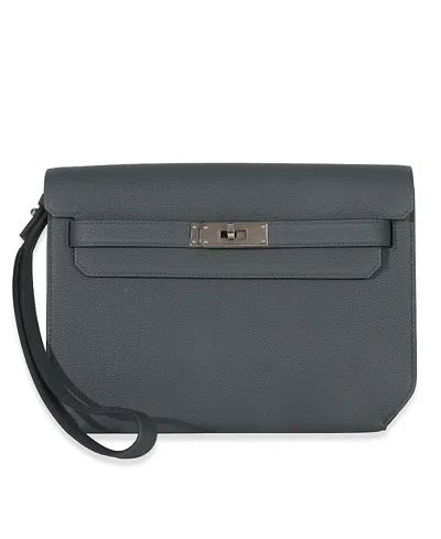 Pre-owned Pre-owned Hermes  Hermes Kelly Depeches 25 Leather Handbag In Gray