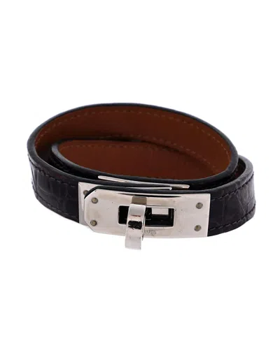 Pre-owned Pre-owned Hermes  Hermes Kelly Double Tour Bracelet Shiny Alligator In Alligator/exotic