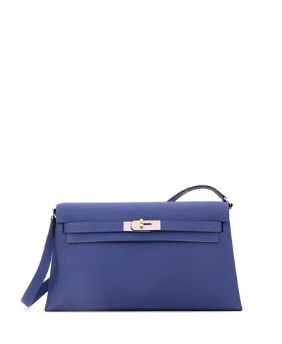 Pre-owned Pre-owned Hermes  Hermes Kelly Elan Leather Shoulder Bag In Blue