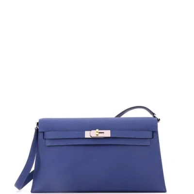 Pre-owned Pre-owned Hermes  Hermes Kelly Elan Shoulder Bag Epsom In Blue