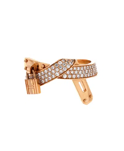 Pre-owned Pre-owned Hermes  Hermes Kelly Gavroche Ring 18k Rose Gold With Diamonds In Pink