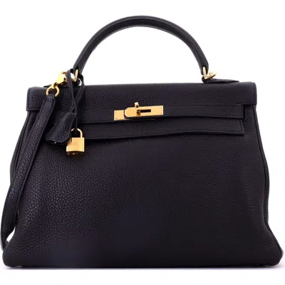 Pre-owned Hermes  Hermes Kelly Handbag Black Togo With Gold Hardware 32